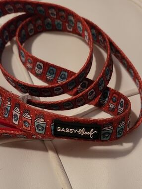 Sassy Woof Red Coffee Cup Pattern Dog Leash
